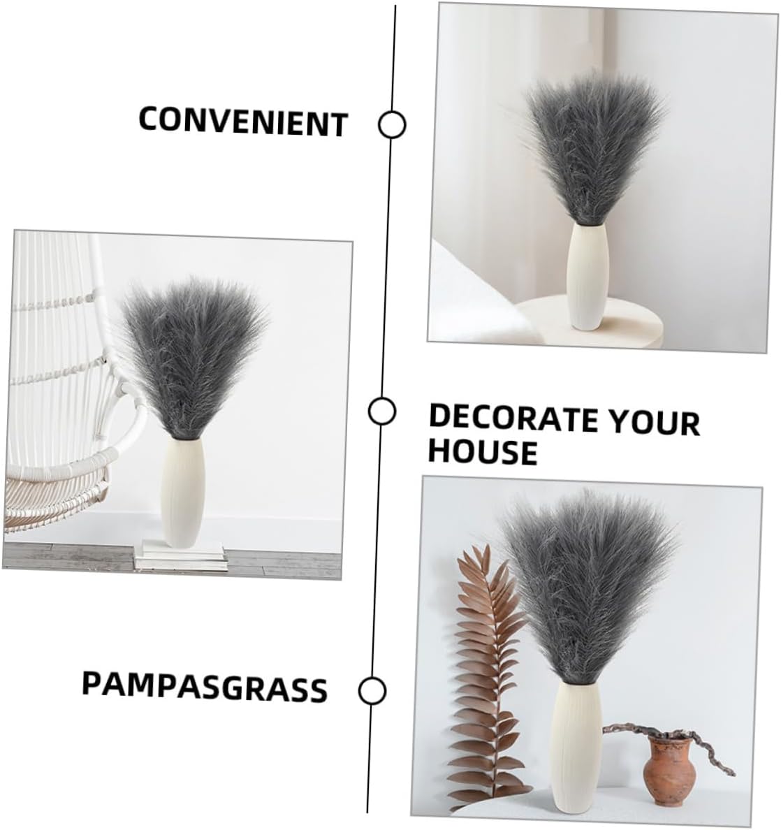 Cabilock 6pcs Faux Picks for Vase Decor Deep Artificial Pampas Stems for Boho Farmhouse Home and Wedding Decorations