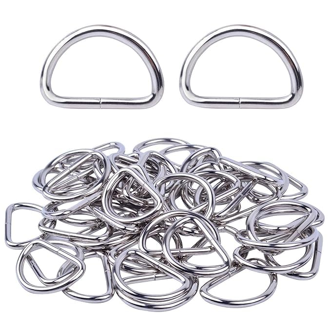 M2 Look Metal D Rings Buckles Non Welded Nickel (Silver) Hardware Bags Ring for Sewing Keychains Belts,Purse and Dog Leash Hand DIY Accessories, Arts, Crafts & Sewing 1” inch -20 Piece (20)-image-11