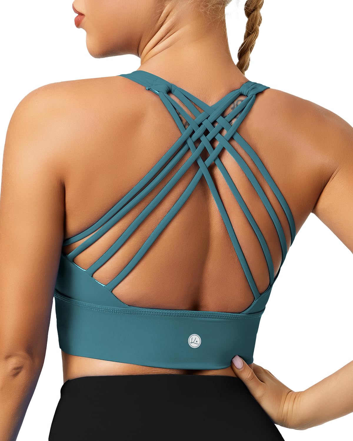 Queenie Ke BareLuxe Sports Bras for Women Padded Medium Support for Yoga Cross Back Strappy Square Neck Workout Tops — view 8
