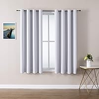 Vista 110 de ChrisDowa - Cortinas blackout con ojales para habitación y sala, juego de 2 paneles de cortinas con aislamiento térmico, gris oscuro, 42 x 63