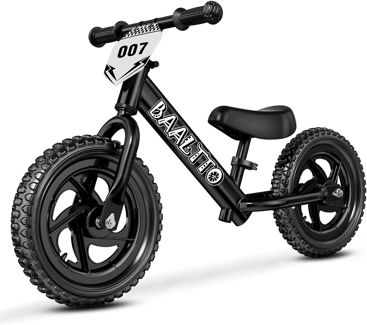 Toddler Balance Bike 2 Year Old,Age 2 to 5 Years, 12-Inch Kids Bike with Customizable Plate (Includes 3 Sets of Stickers), Steady Balance,Suitable for 2-3 Boys Girls(Black)