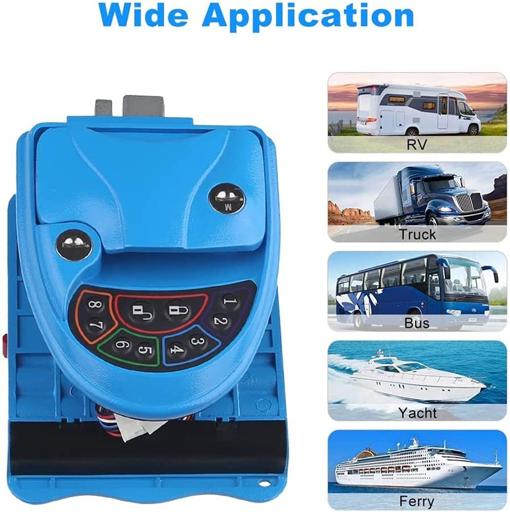 RV Keyless Entry Door Lock, Zinc Alloy Metal Lock, Backlit Keypad, Key Fobs, Easy to Install, Adjustable Volume, 2 Keys, for Travel Trailer