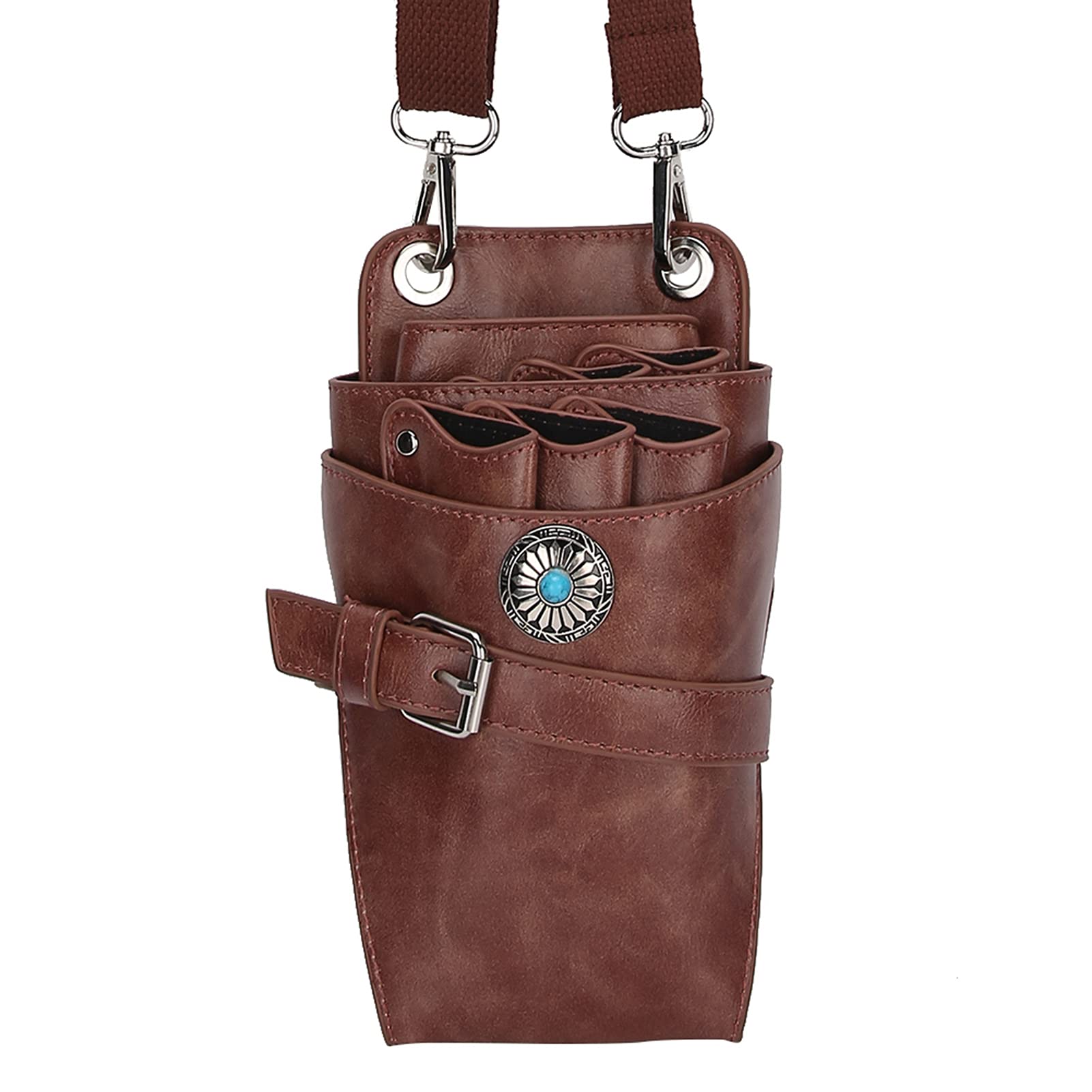 Scherenbeutel Holster, Retro-Leder-Friseurbeutel-Beutelhalter, Scherenkamm-Hüfttasche mit abnehmbarem Gürtel/Clip, für Scheren-Clipper-Rollenkamm-Clip/Barbershop-Friseursalon