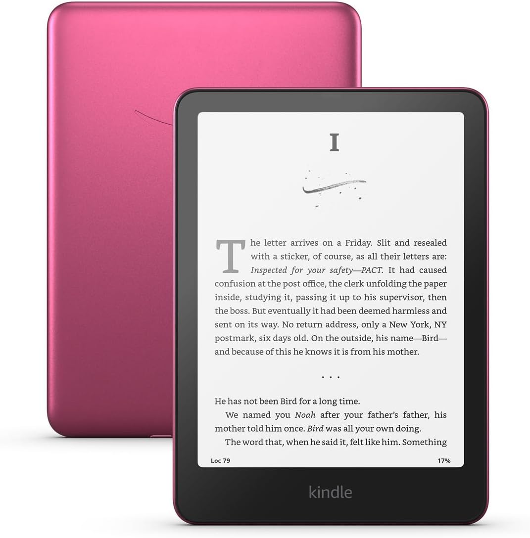Kindle Paperwhite Signature Edition de 32 GB (modelo más nuevo): 20 % más rápido con luz frontal ajustable automáticamente, carga inalámbrica y semanas de duración de la batería – Frambuesa metálica