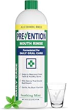 Prevention Daily Care Alcohol-Free Mouthwash, Hydrogen Peroxide Teeth Whitening with Soothing Fresh Mint for Bad Breath Treatment, Fluoride-Free Gum Care Oral Mouth Rinse 16 oz 1 Pack