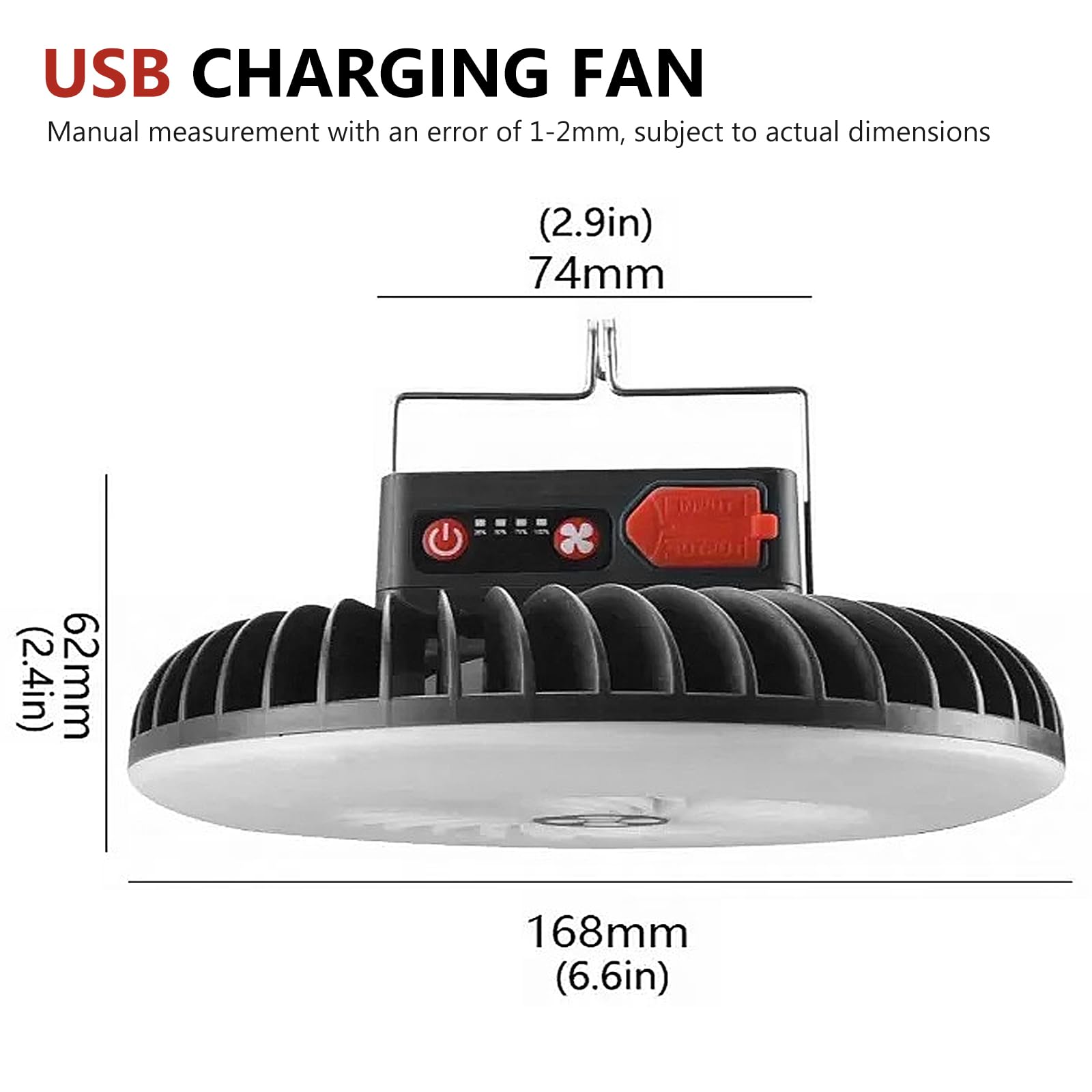 PORFOYO Lampada da campeggio a LED con ventilatore USB ricaricabile, ventilatore da campeggio con luce a LED, 1200 mAh, ventilatore da campeggio, ventilatore USB con luce per esterni, pesca