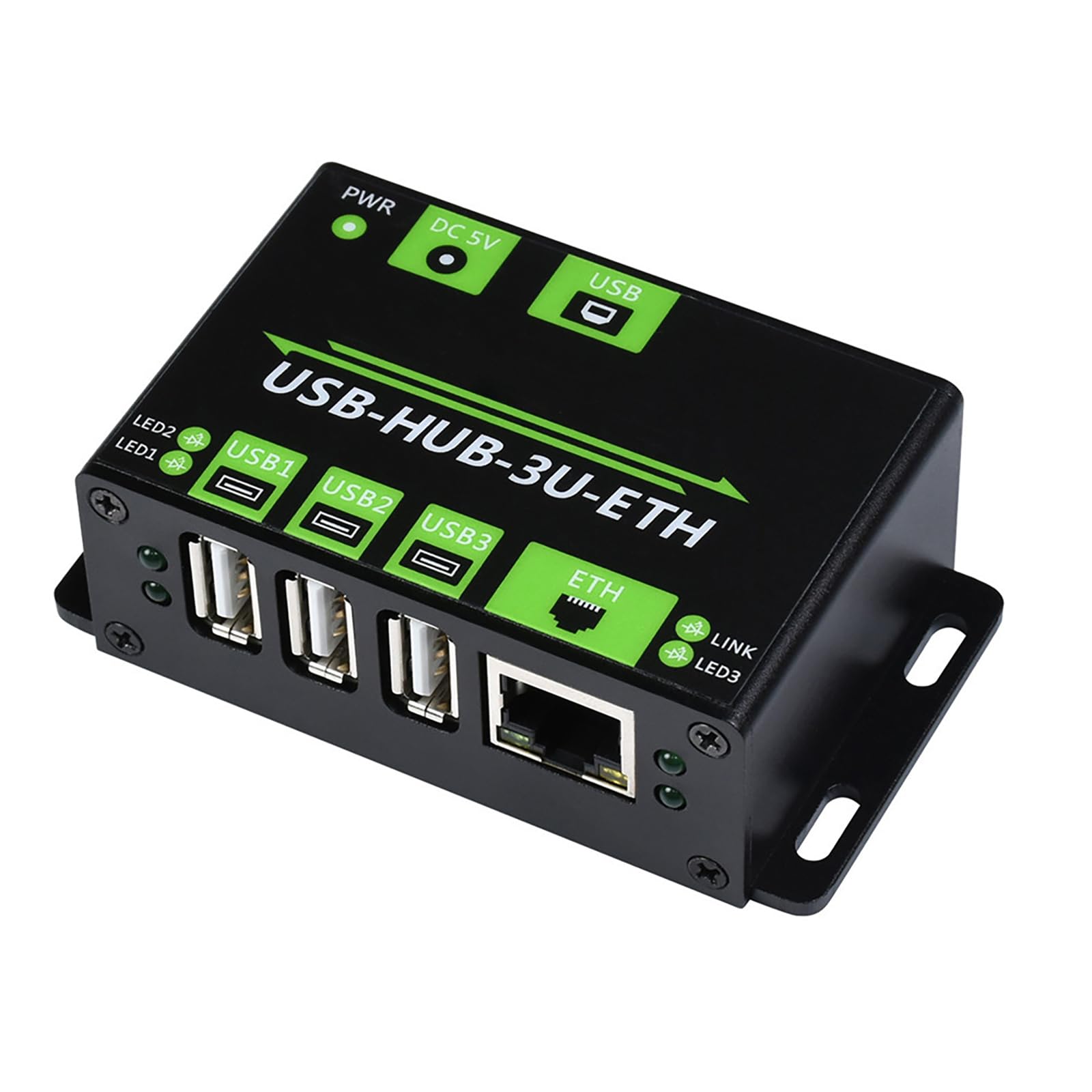 3 porte USB di grado industriale multifunzionale USB HUB Extender 100M porta Ethernet, fino a 480Mbps
