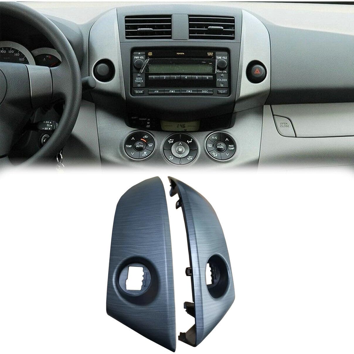 Central Dashboard Cover Strip Trim Fit for Toyota RAV4 Base Limited EV Sport 2006 2007 2008 2009 2010 2011 2012 Center Instrument Cluster Panel Trim 55412-42060-B0，55413-42070-B0