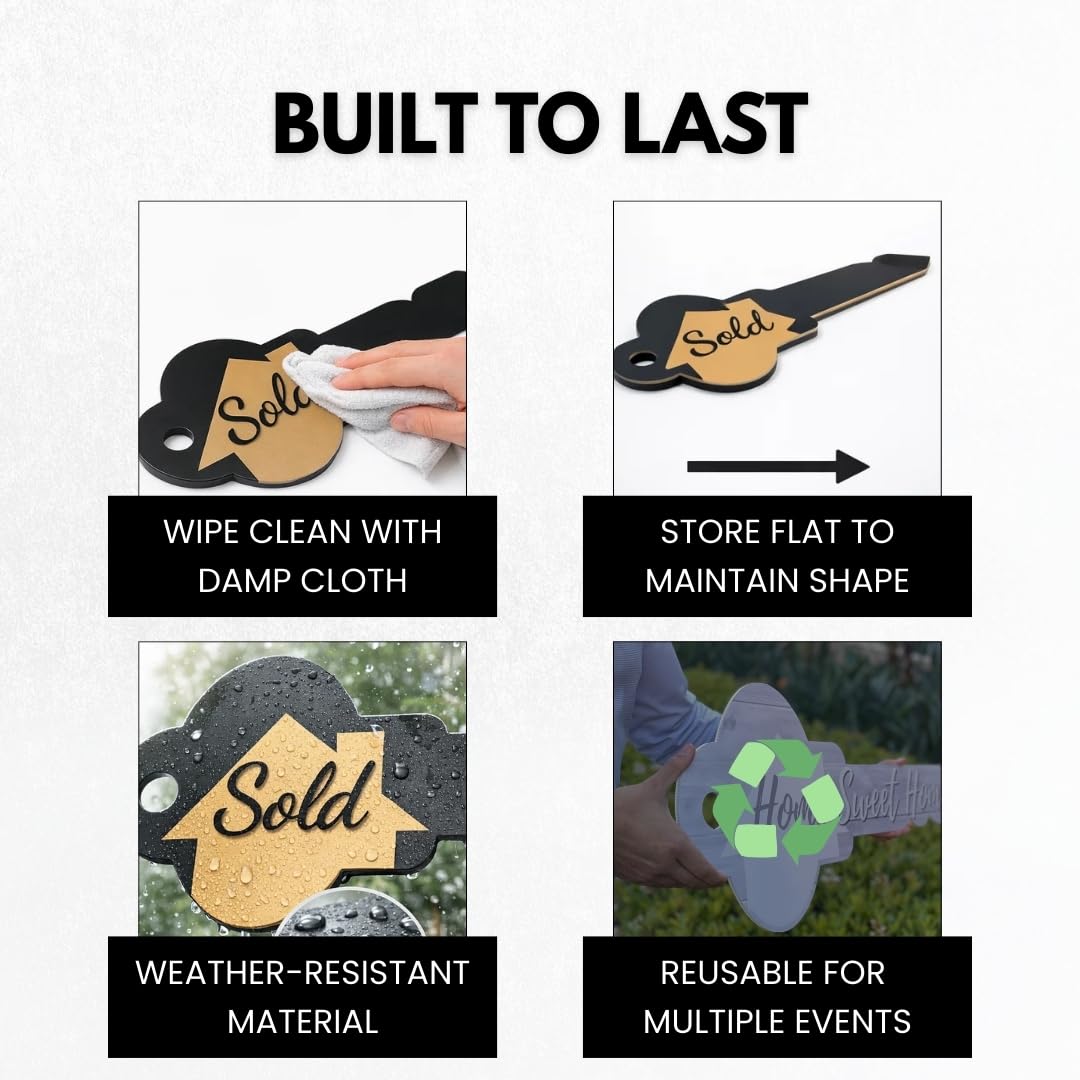 Labend Home Cartel grande de 76 cm en forma de llave, accesorio para fotos de bienes raíces de doble cara, regalo de cierre para agentes inmobiliarios y nuevos propietarios, plástico corrugado