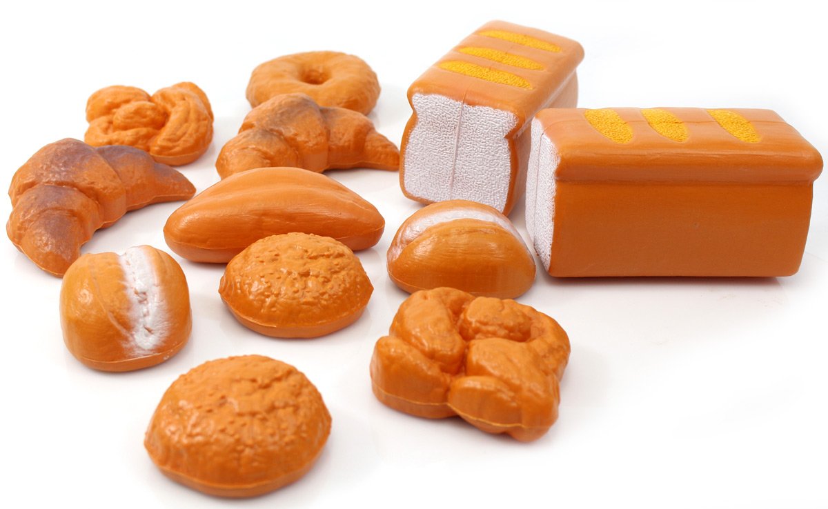 PowerTRC 12 Pieces Life Size Fake Bread Playset | Pretend Bakery Kitchen Toy Set & Decoration | Unique Gift for Toddlers, Boys & Girls