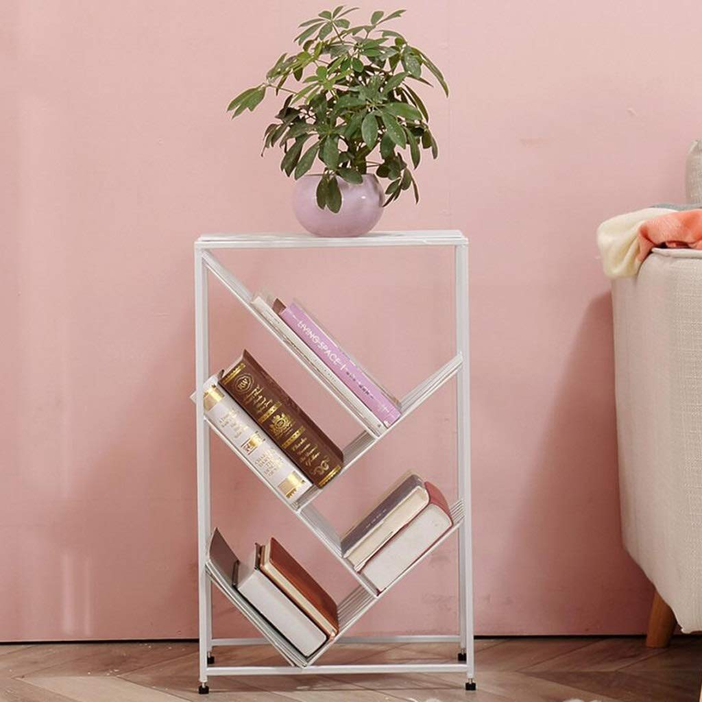 INDIAN DECOR . 28570 Floor-Standing Bookshelf Multi-Layer Racks Save Space Wrought Iron Durable Home Study Decorative Frame Utility Rack - White-image-28