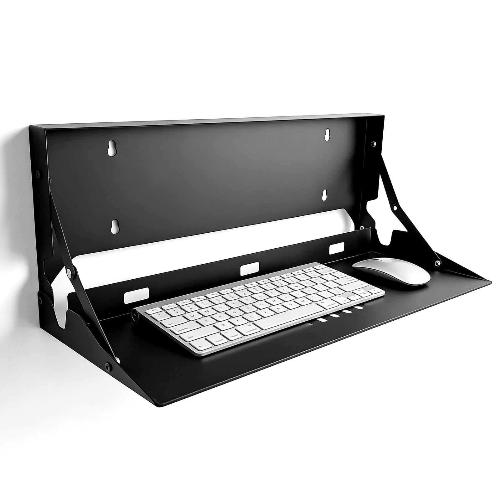 Support Clavier, Plateau Clavier Escamotable Murale Plateforme Support Mural Pliable de 60 cm pour Clavier D'ordinateur et Souris
