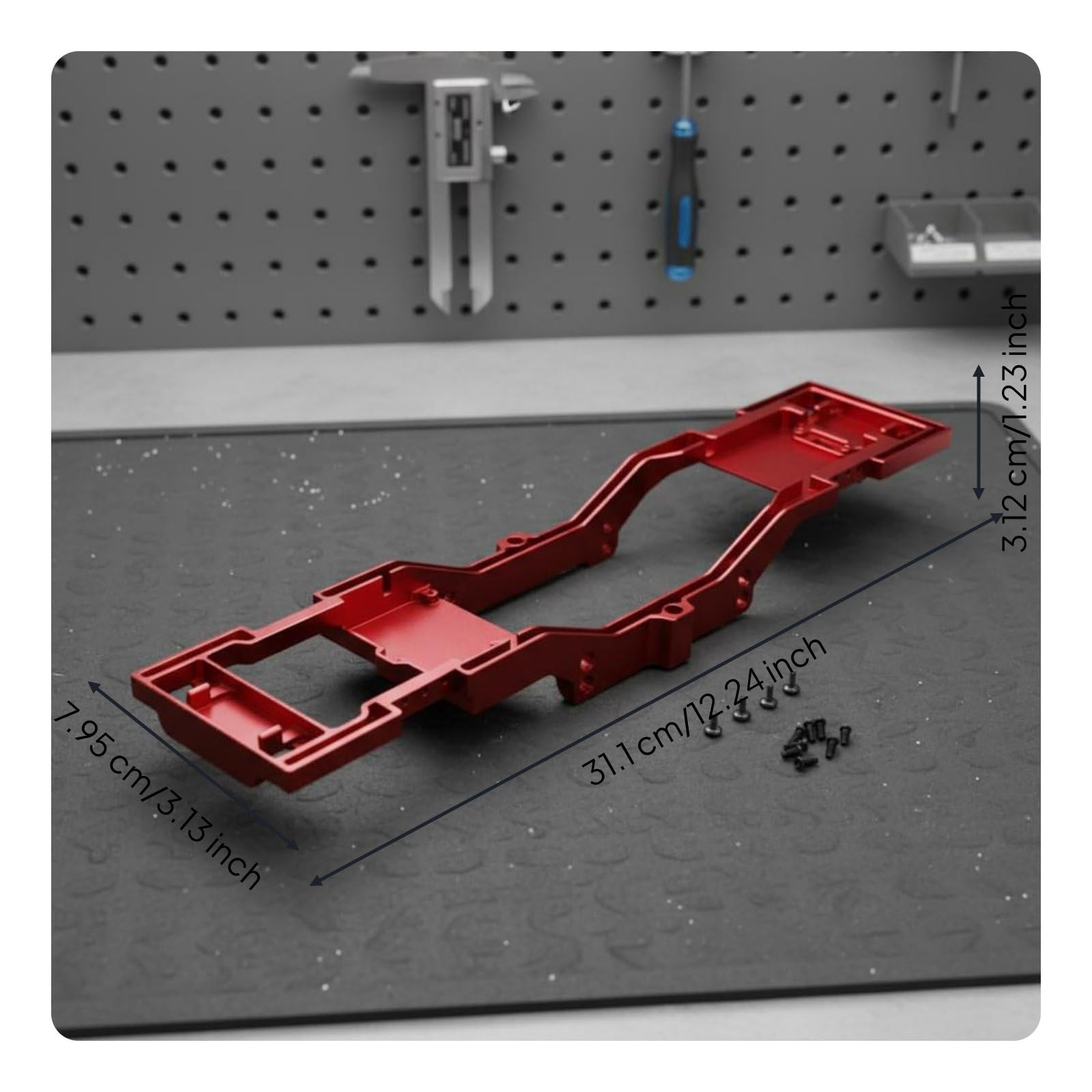Electric Vehicle Telaio Auto RC Chassis Struttura Telaio Trave in Alluminio 6061 con Accessori Montaggio per MN300 Tank 300 1/12 Adatto per Fai da Te Settaggio Uso Amatoriale Uso, Rosso