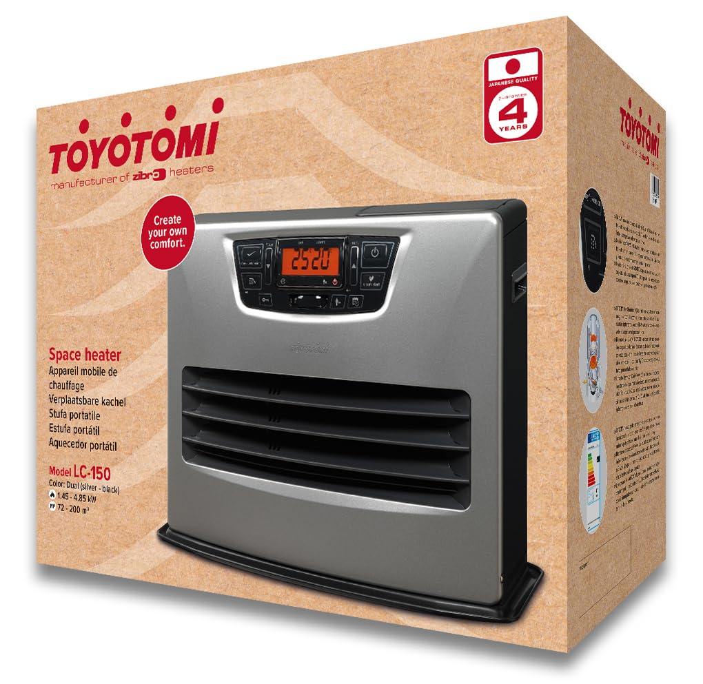 TOYOTOMI ZIBRO LC 150 - Estufa láser electrónica 4850W, calentador 30-80m², portátil, sin instalación, compatible Toyotube - Excelencia japonesa
