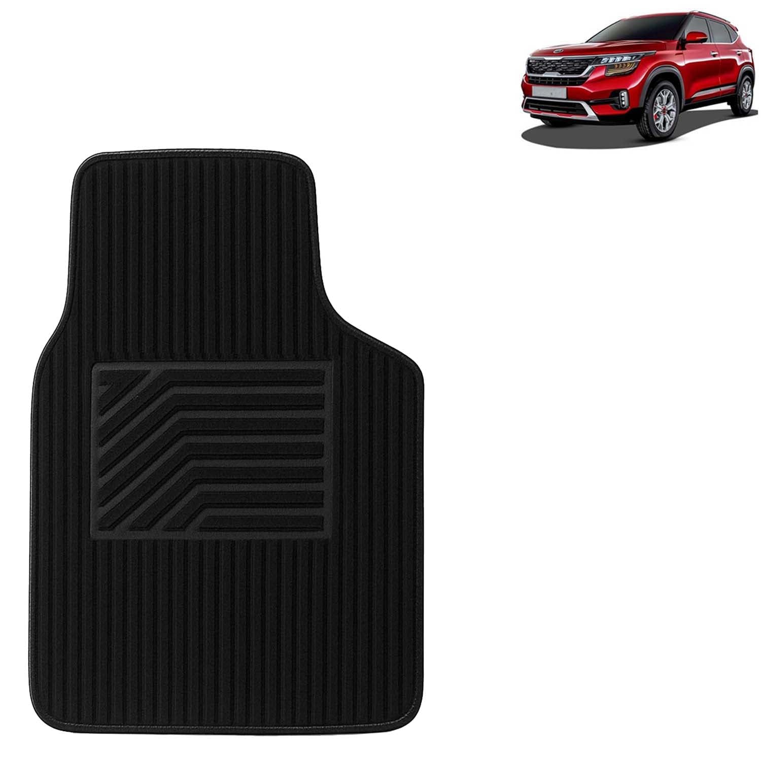KINGSWAY Accessories Anti Slip Carpet Foot Mats Compatible with Kia Seltos (Year 2019-2023) Shield to Protect Your Car Floor, Set of 5 Pcs, Universal Fit Car Floor Mats, Black