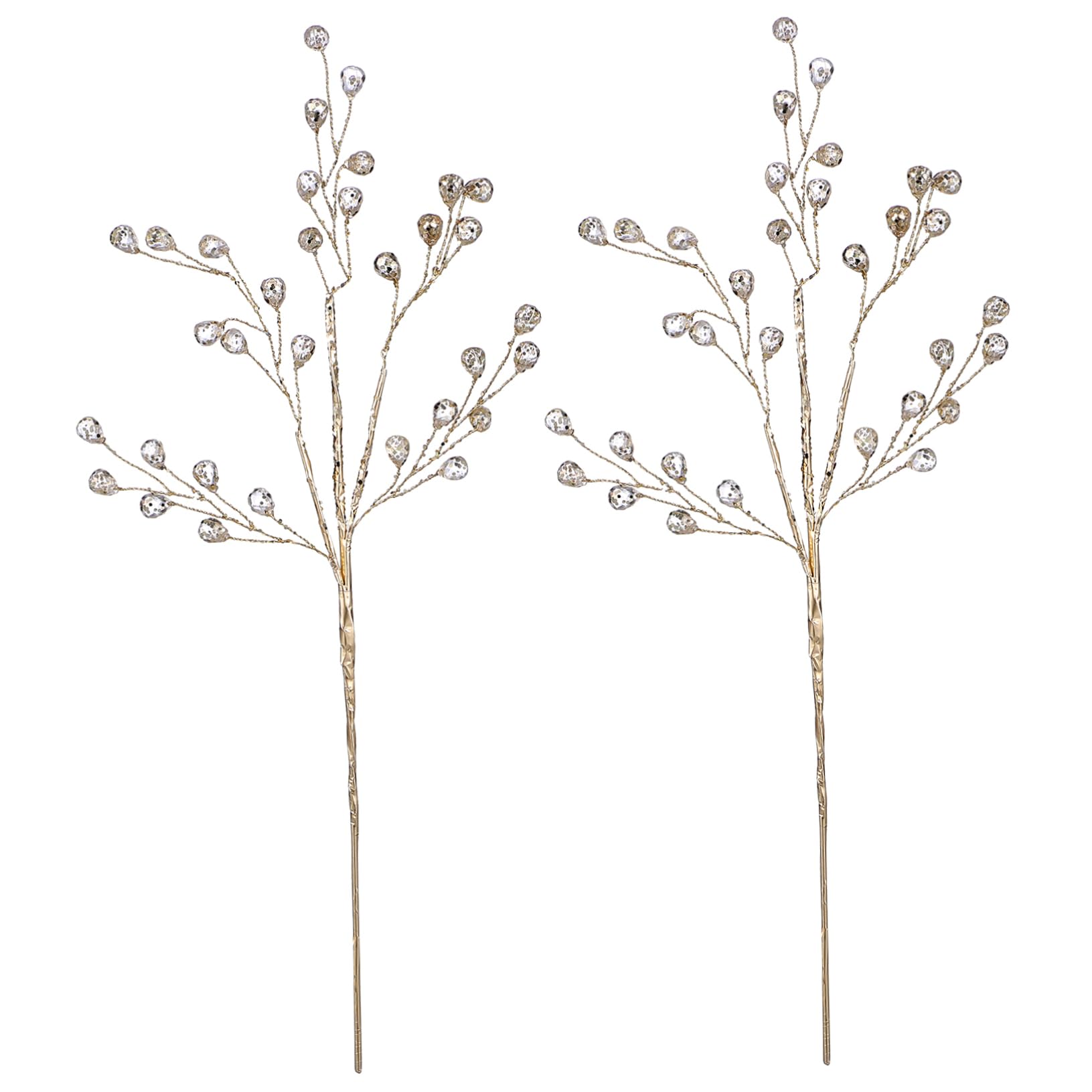 Cabilock 2Pcs Acrylic Beads Christmas Picks Elegant Floral Stems for Xmas Decorations for Wreaths Table Centerpieces and Holiday Arrangements