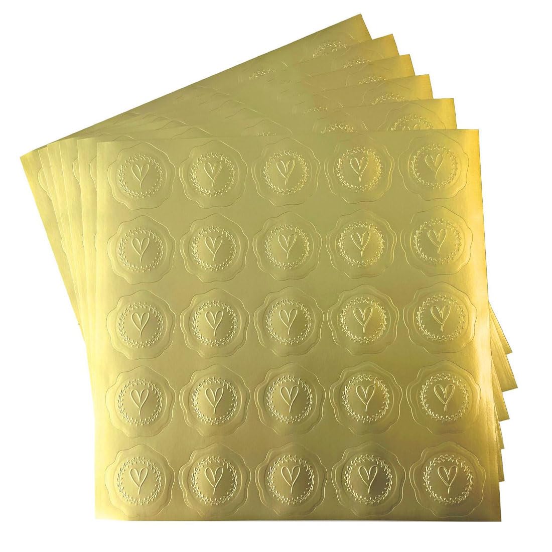 BZKSER 8 PCS Pegatinas Doradas de Sello de Cera - Sello de sobre de Boda Pegatina Autoadhesiva de Corazón de Invitación de Boda para Invitación Boda Bolsa Papel Regalo Cumpleaños Navidad