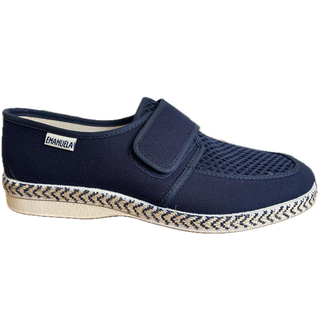 Emanuela scarpe pantofole uomo estive RIMINI in tela a nido d'ape davanti con strappo pianta comoda - Made in Italy