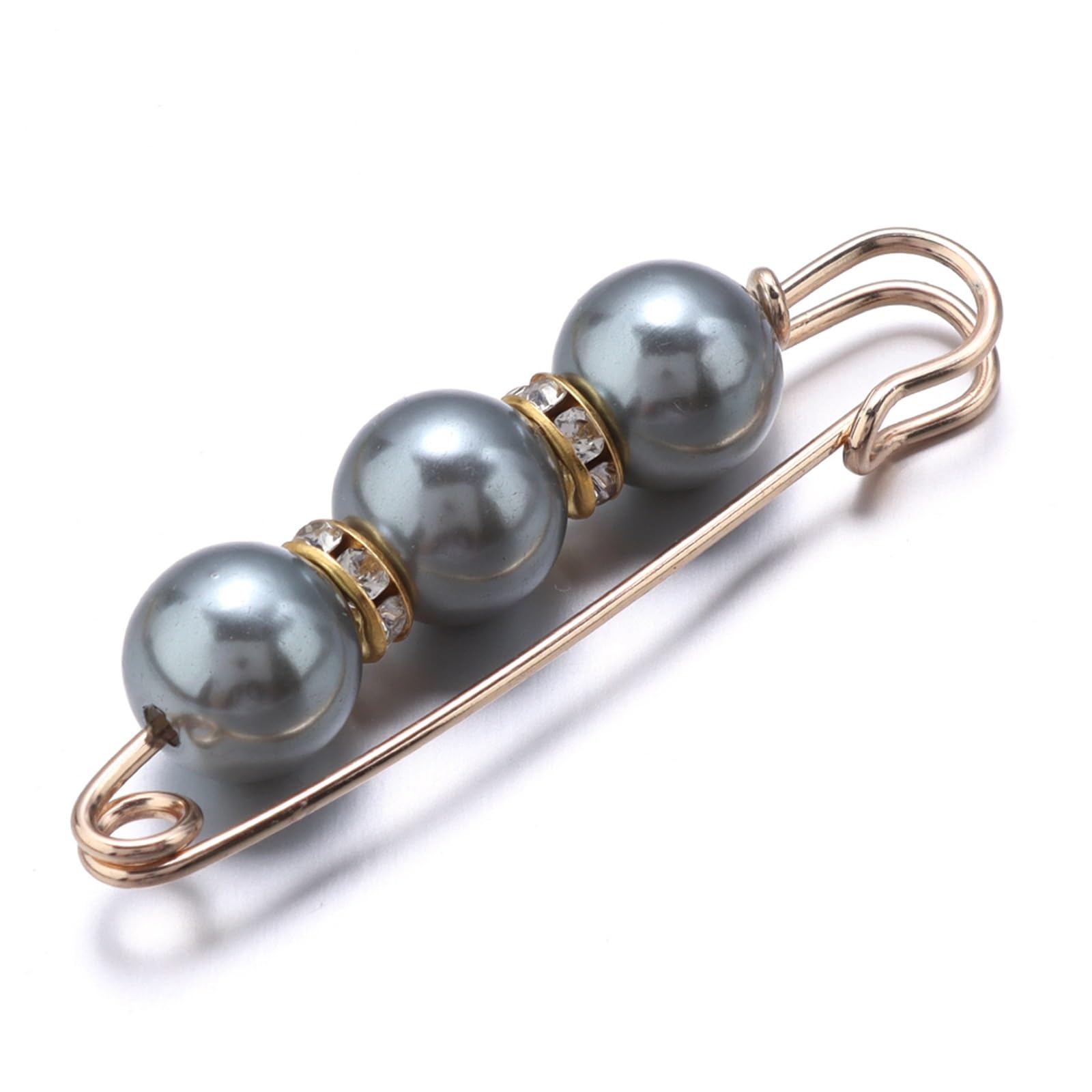 Decorative Safety Pins 30pcs Imitation Pearl Rhinestone Brooch Fashion Tightening Safety Pins For Women Clothing Decoration Pants Waist Pins Accessories for Clothes(Gray)