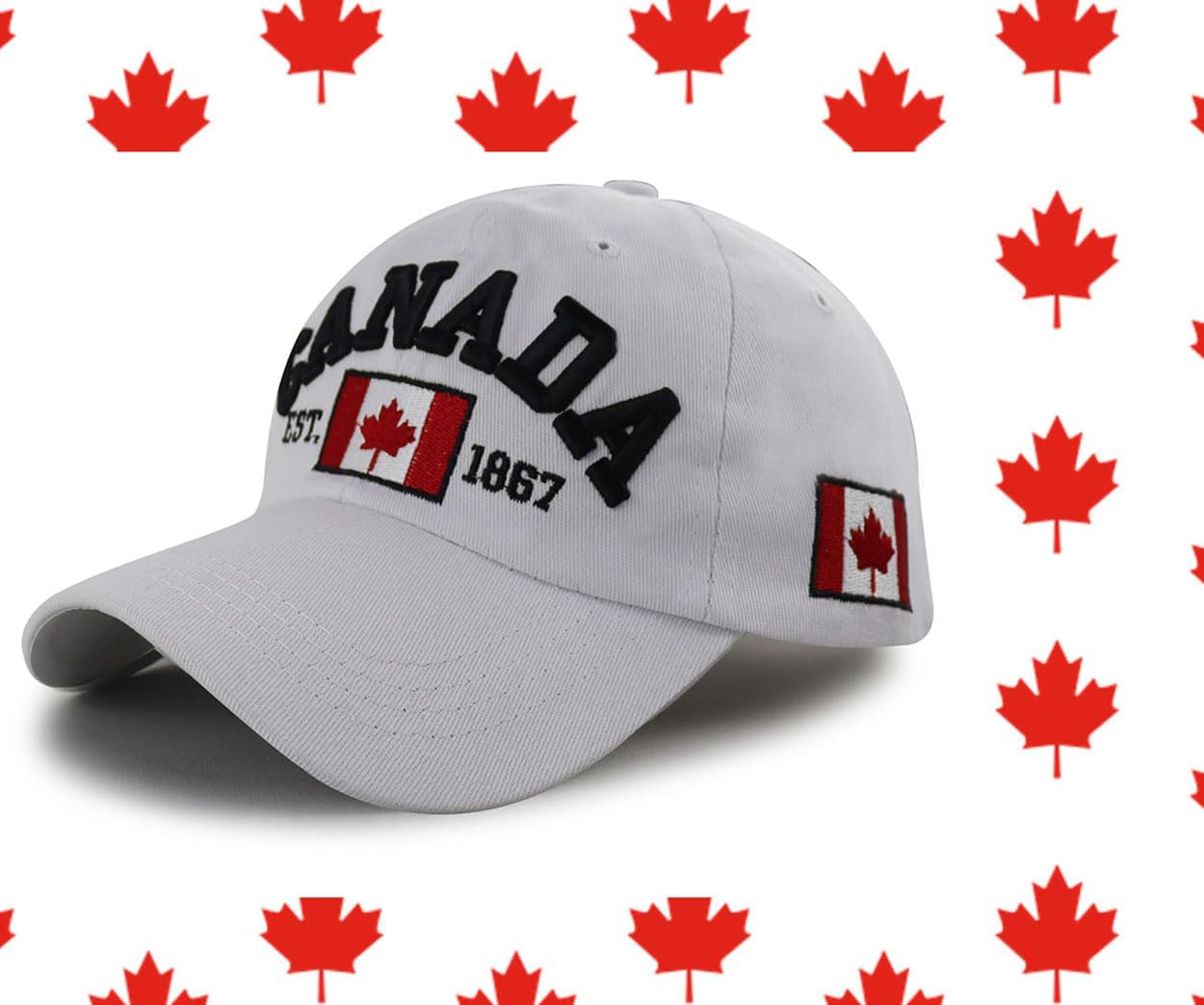 2 PCS Canada Hats for Men Women, Adjustable Embroidered Cotton Maple Leaf Flag Golf Baseball Cap, Funny Canadian Souvenirs - Image 2
