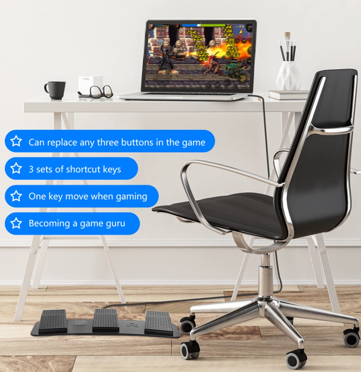 USB-Dreifach-Fußschalter PC-Pedal programmierbar Computer-Tastatur Shortcut individuelle Kombinationstasten EIN-Tasten-Bewegung für Videospiele Büro Gerätesteuerung