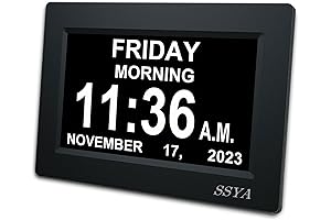 Extra Large Digital Day Clock Calendar with Big Screen Impaired Vision Display
