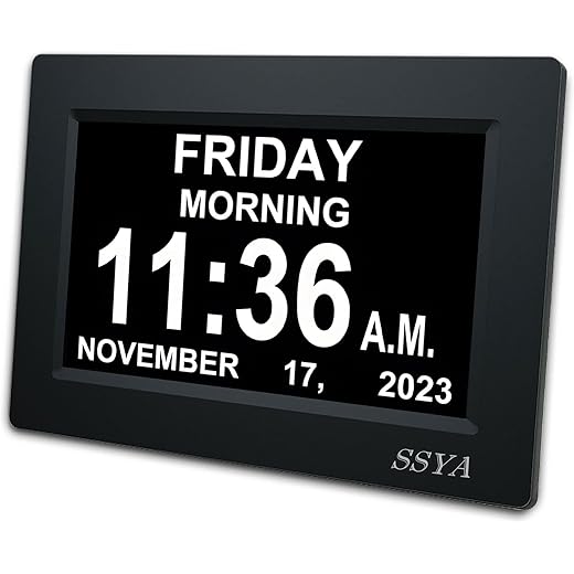 SSYA 7 Inch Calendar Clock