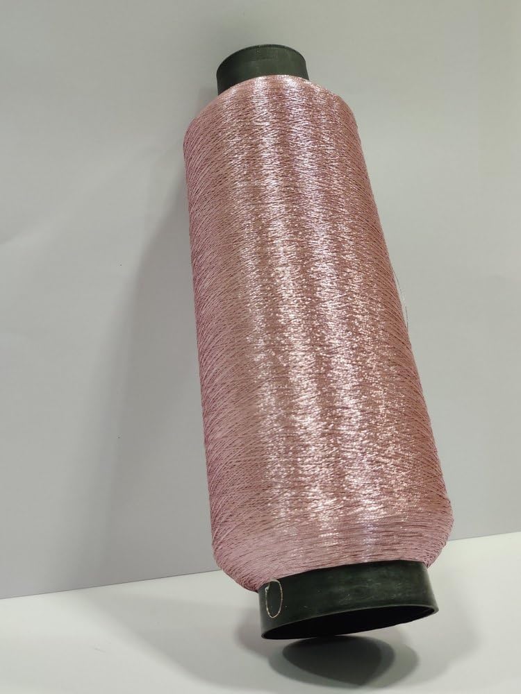 Bhavya Enterprises Sparkle Metallic Threads Machine Embroidery - 5000 Yards per roll (Light Pink) 1
