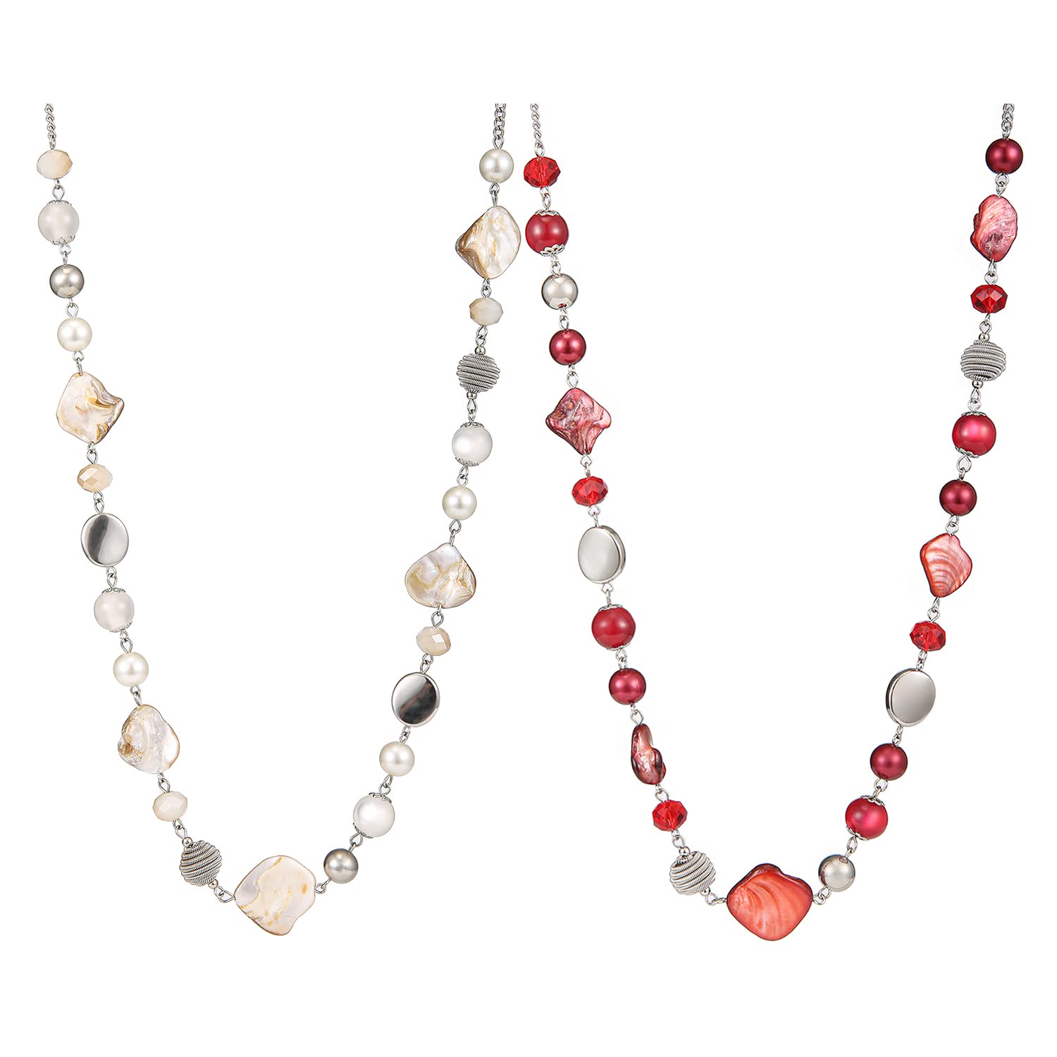 FULU AUTUMN Long Beaded Necklaces for Women Jewelry Set