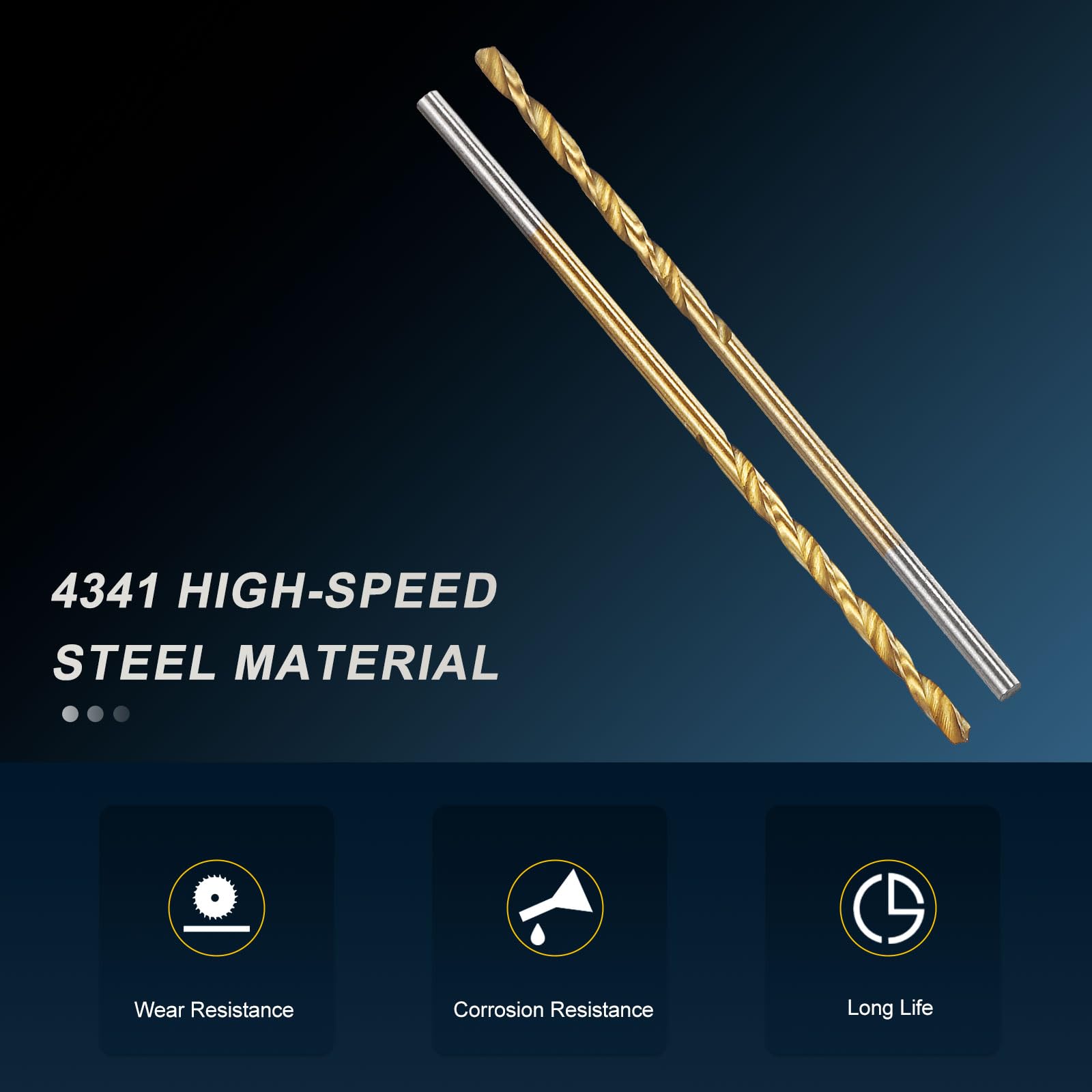 PATIKIL 1/16" Drill Bit, Jobber Straight Shank 4341 High-Speed Steel 118° TiN Coated for Medium-hard Metal Steel Acrylic - 20 Pack - Image 3