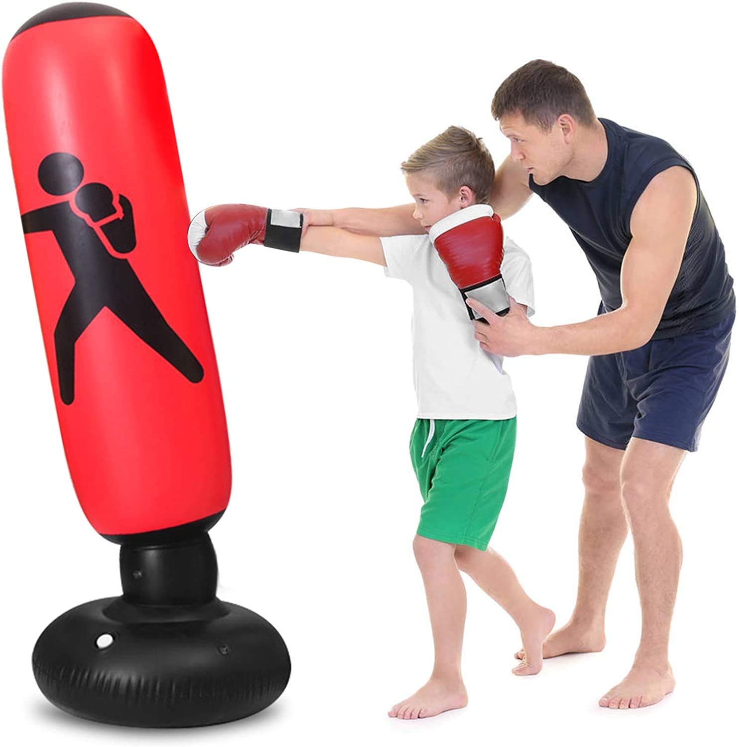 Punch it Punching Bag,Premium Inflatable Punching Bag Kids,for Women,Portable Indoor Home for Adult Weighted Boxing Punching Bag for Practicing Karate, Taekwondo, MMA.