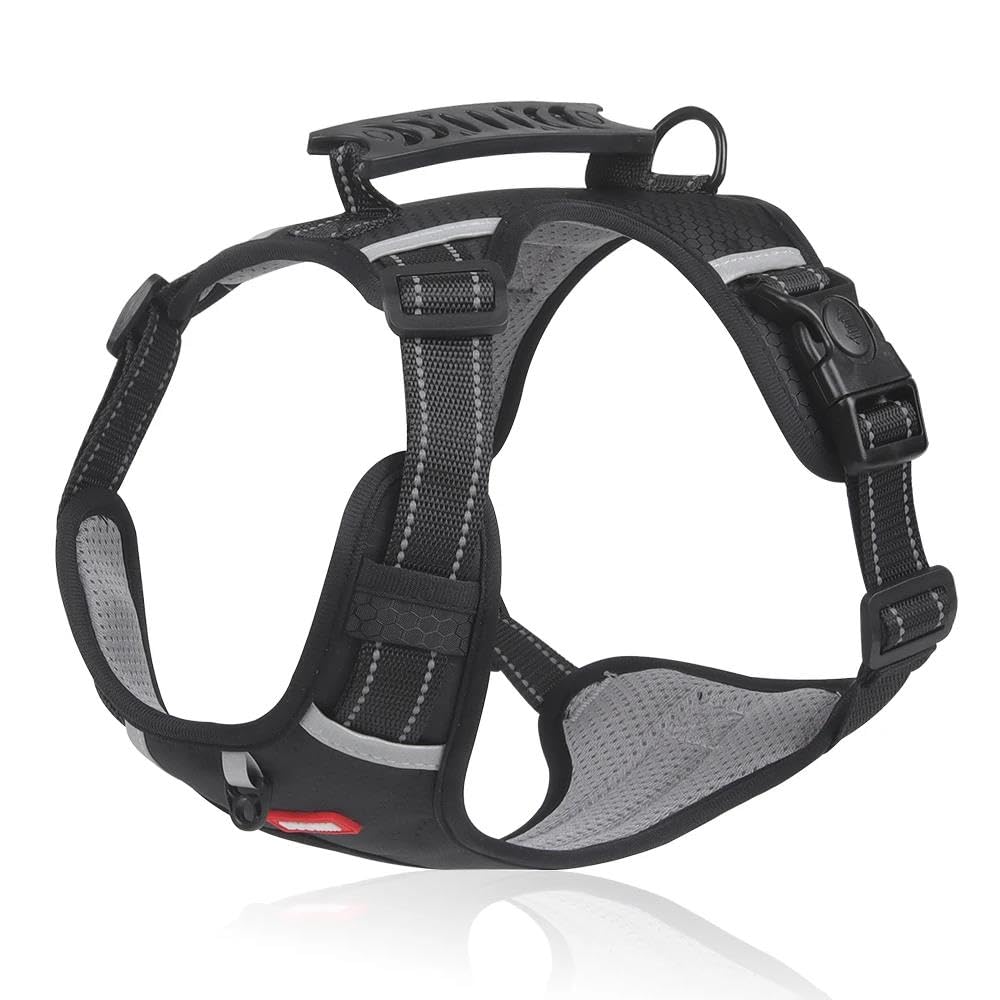 Durable Nylon Military Tactical Dog Harness No Pull Large Dog Harness Outdoor Reflective Adjustable Pet Vest Harness For Chihuahua Pug French Bulldog,Black,S