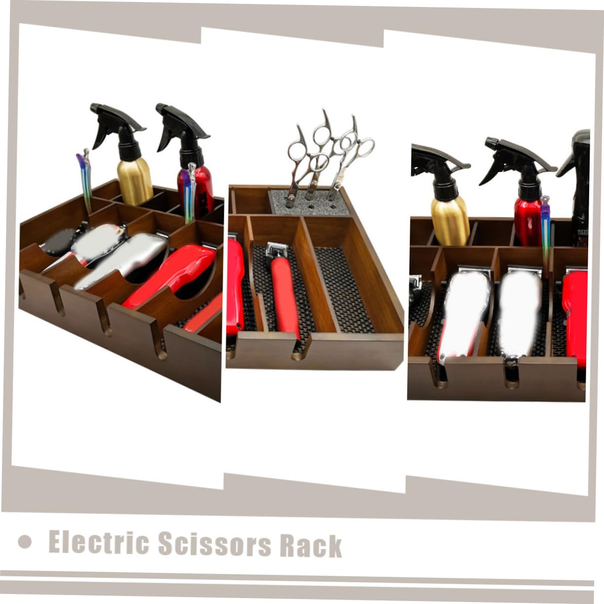 Healeved Boîte à Outils de Barbier en Bois Grosse Capacité, Design à Grille Rationnelle, Finition Soignée, Performance Robuste pour Salon de Coiffure Professionnel