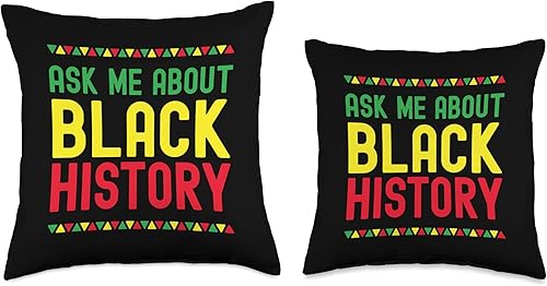 Miniatura 3 de Black History Month African Pride Apparel Ask Me About Black History Afro African Throw Pillow 16x16 Multicolor
