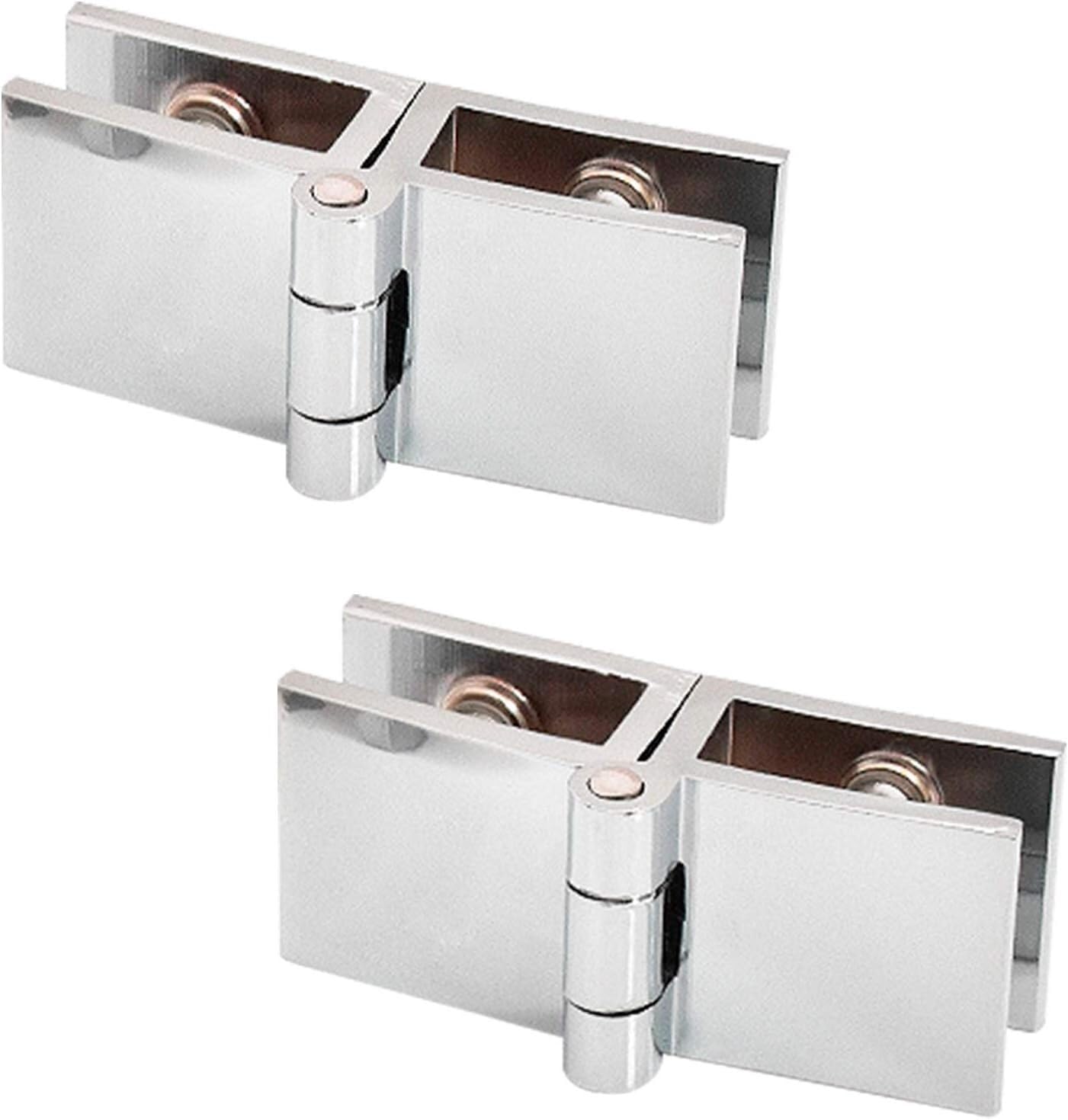Oricalchasm 180 Degree Double Side 2Pcs Glass Door Hinges Copper Adjustable Glass Clamp Hinges For 5-8Mm Frameless Glass Cabinet Door(180 Degree Double Side)