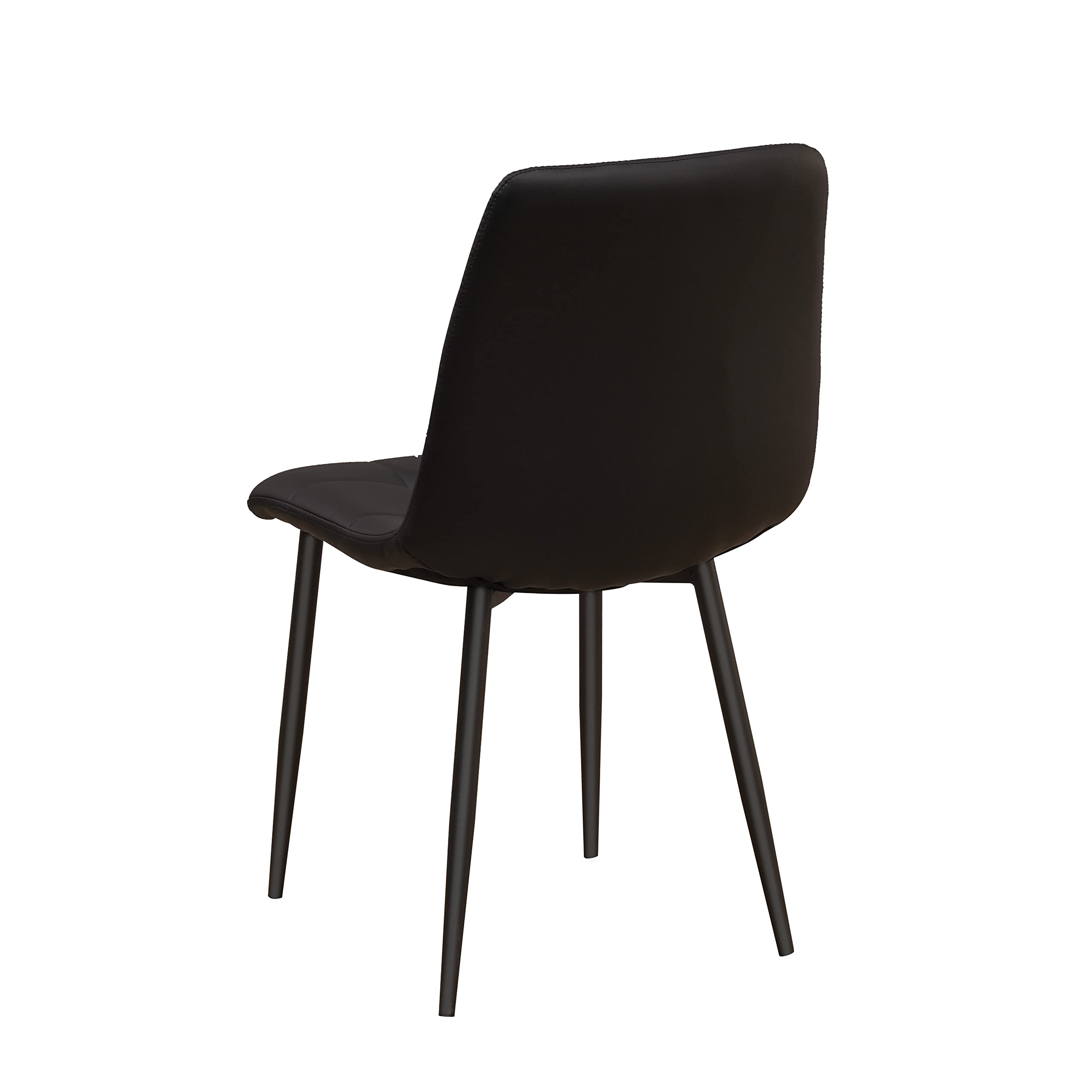 Folk bury - Set di 4 sedie da pranzo imbottite in tessuto o ecopelle, con gambe in metallo, per ufficio, spogliatoio, camera da letto, soggiorno (finta pelle nera)