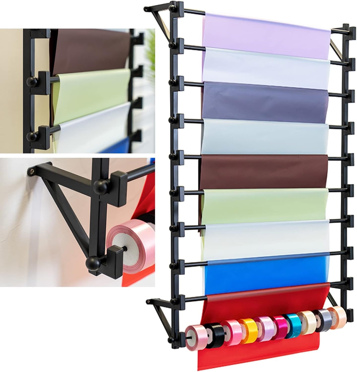 Wall Mount Scarf Rack Organizer, Black Heavy Duty Metal