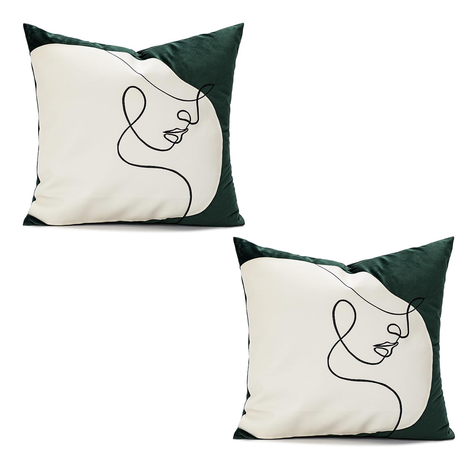Rustic Green Decorative Cushion Cover 45 * 45CM, Soft Geometric Pattern Cushion Cover, Sofa Chair Bedroom Outdoor Patio Garden Cushion Cover Human face-dark green-2pcs-image-14