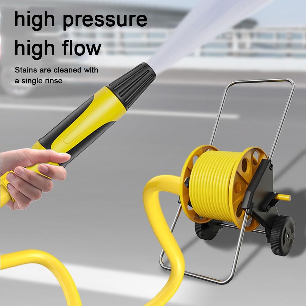Avvolgitore per tubo giardino con carriola Irrigazione giardino con ruote Stoccaggio del tubo flessibile dell'autolavaggio Avvolgitubo per uso domestico Avvolgitubo agricolo dagiardino 25m-50m giallo