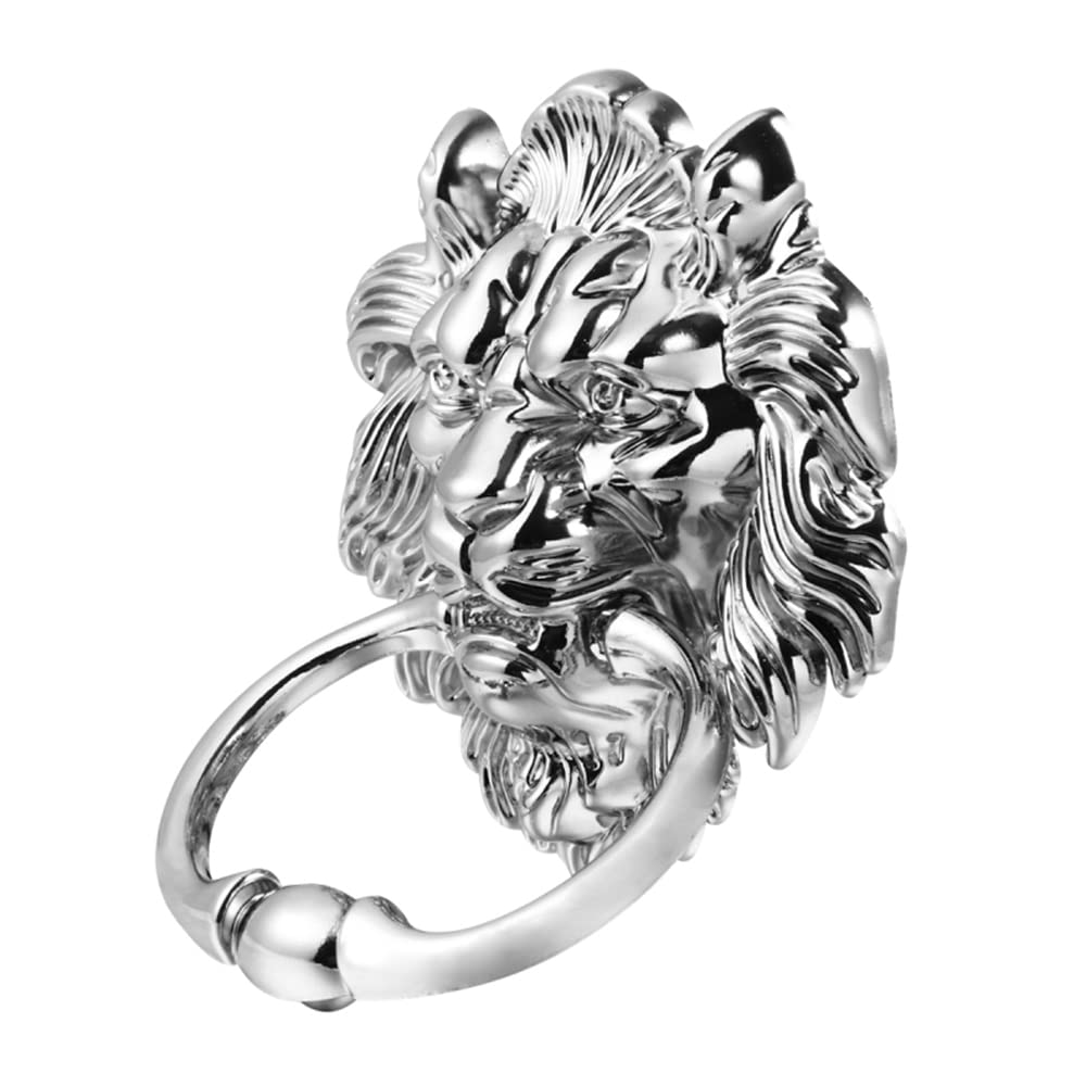 1 manija de puerta de león antiguo Knocke con cabeza de león para puerta delantera, anillo de extracción de aleación de zinc (dorado)