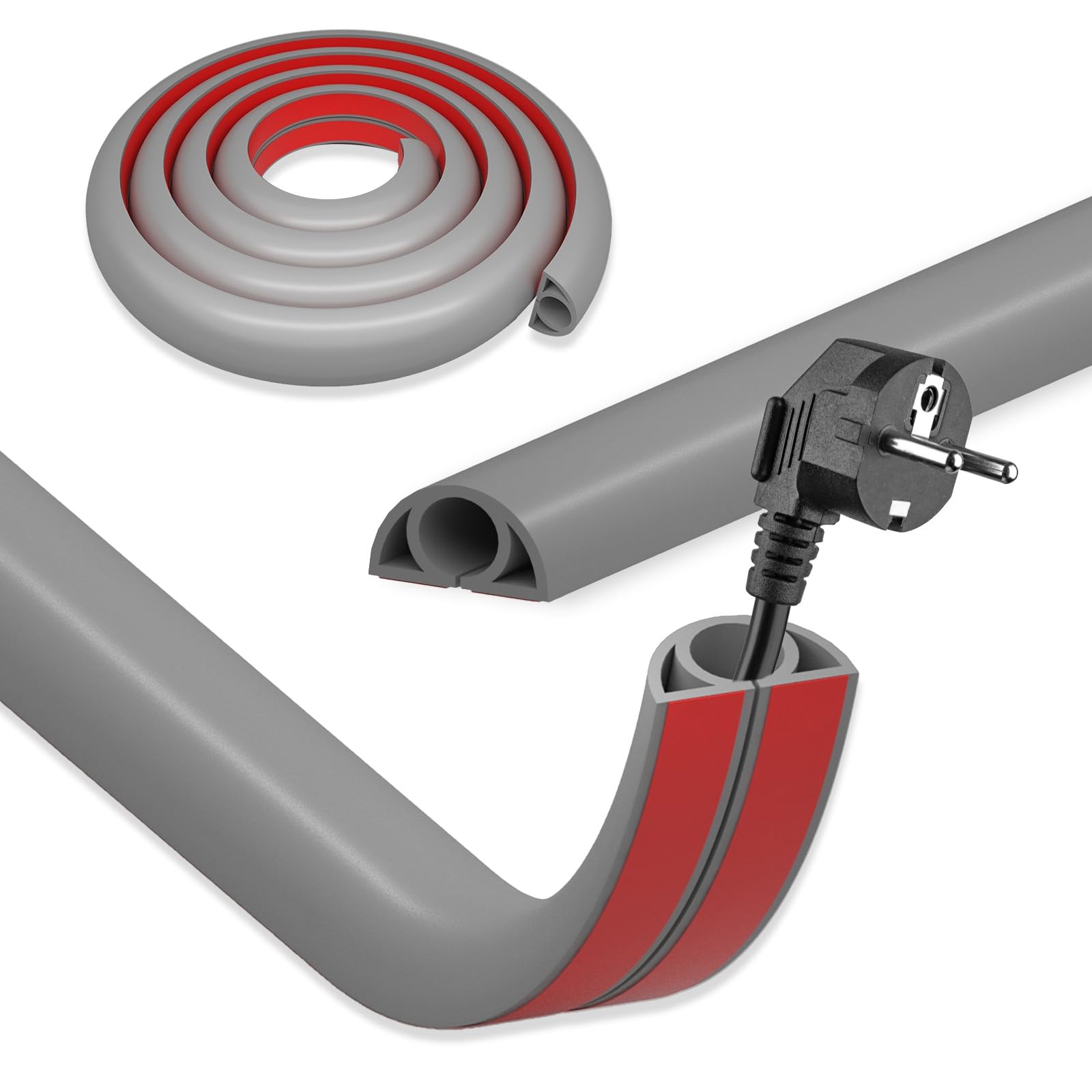 DIKARIYA Kabelkanal Boden Selbstklebend, Flexibler Klein PVC Kabelbrücke Fussboden Bodenkabelschutz, Kabelkanal Aussenbereich Wetterfest, Kabelabdeckung zum Büro, Konzert, Haus