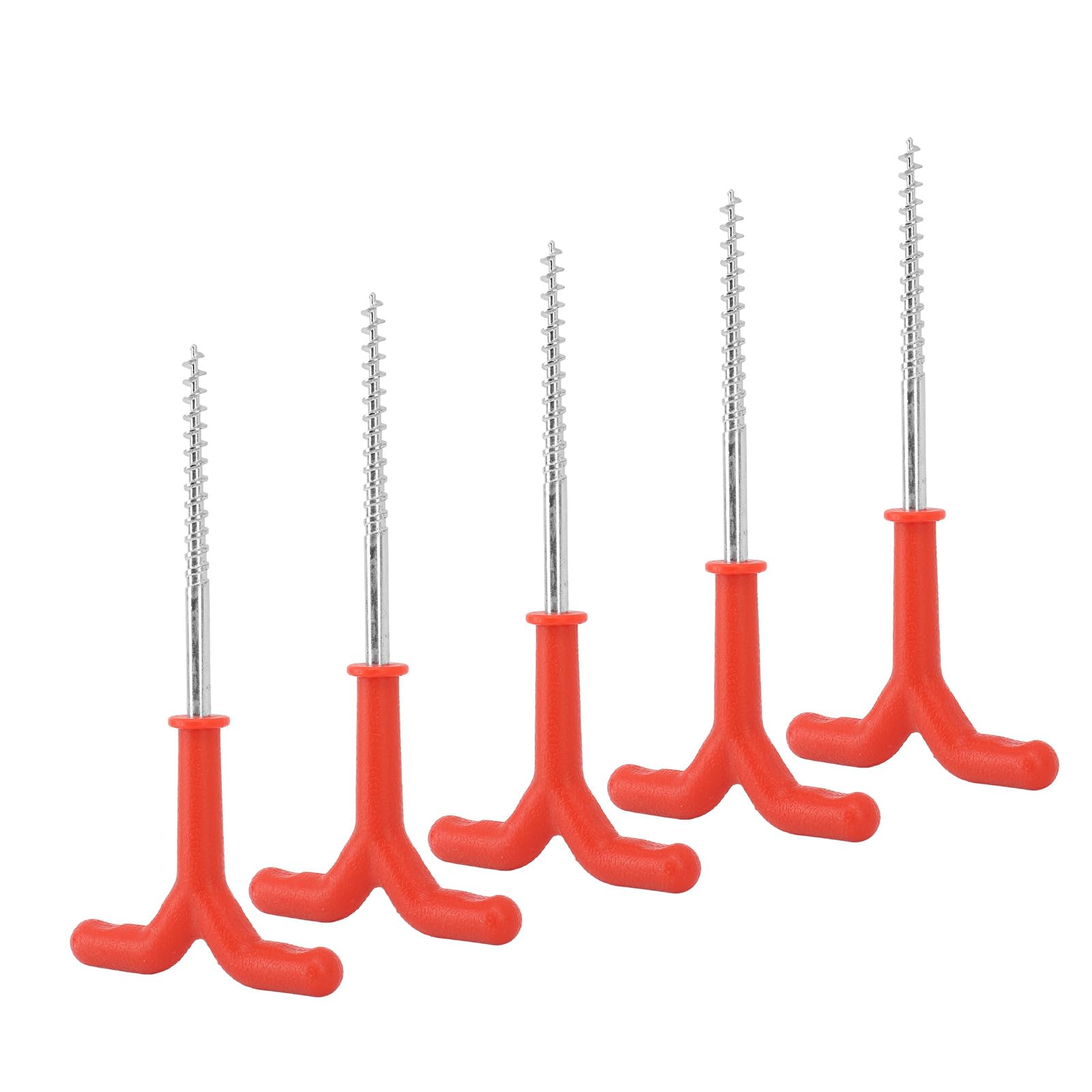 5 Stück Eisfischen-Zelthering, Eisschrauben, Befestigungspfahl, Schnellbohrer für Zeltbefestigung, Hering, Rot, 18,5 cm