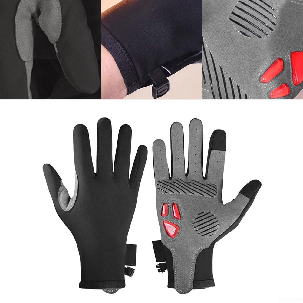 NexRen Guantes aislados de dedo completo para ciclismo de invierno, forro polar cálido, mejora de agarre de palma de silicona e índice y pulgar compatibles con pantalla táctil