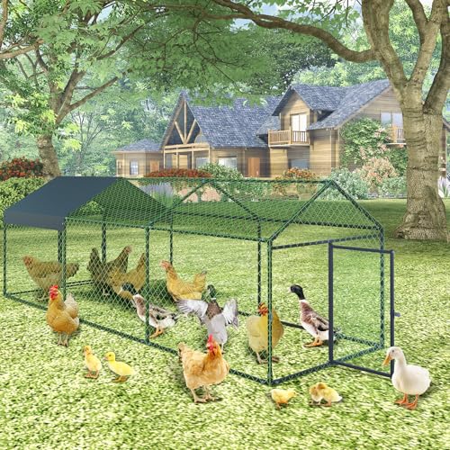 120"x40"x40" Large Chicken Coop, 3 Compartments Chicken Run with 2 Doors & Waterproof Cover, Walk in Poultry Cage for Hen, Rabbit, Duck, Goose, Black - Image 6