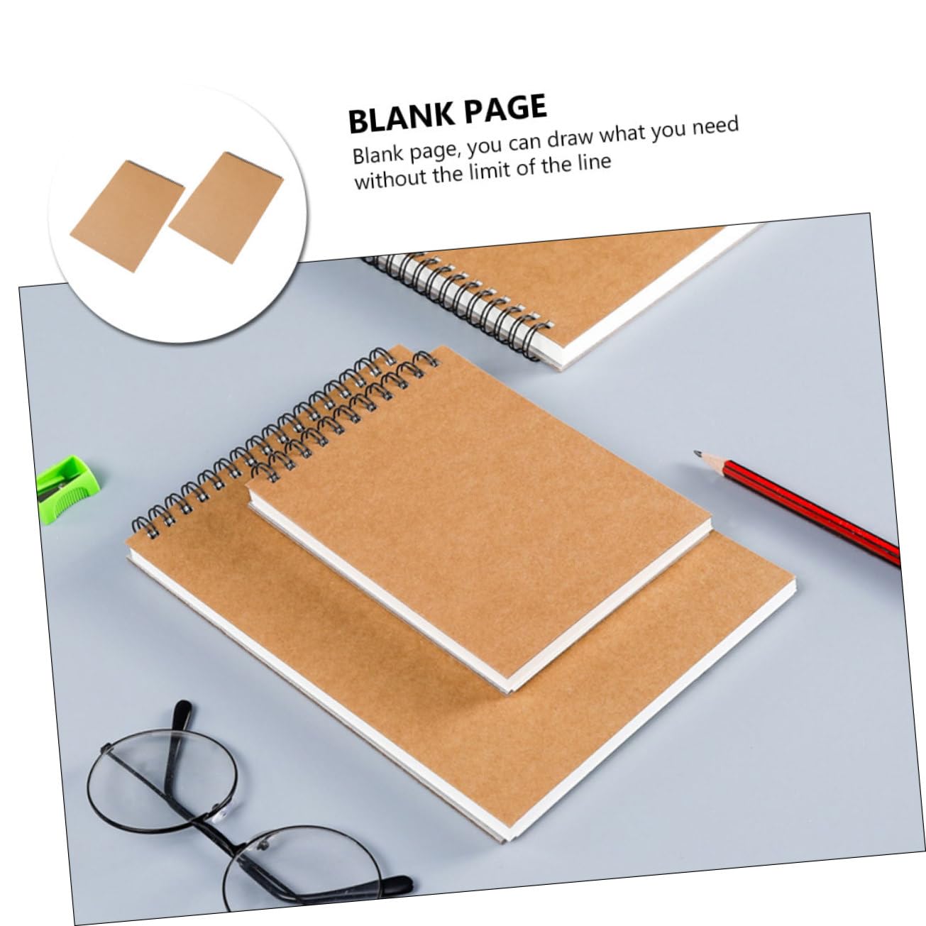 SEWACC Carnet de Croquis à Spirale Khaki, 2 Pièces, Pages Blanches