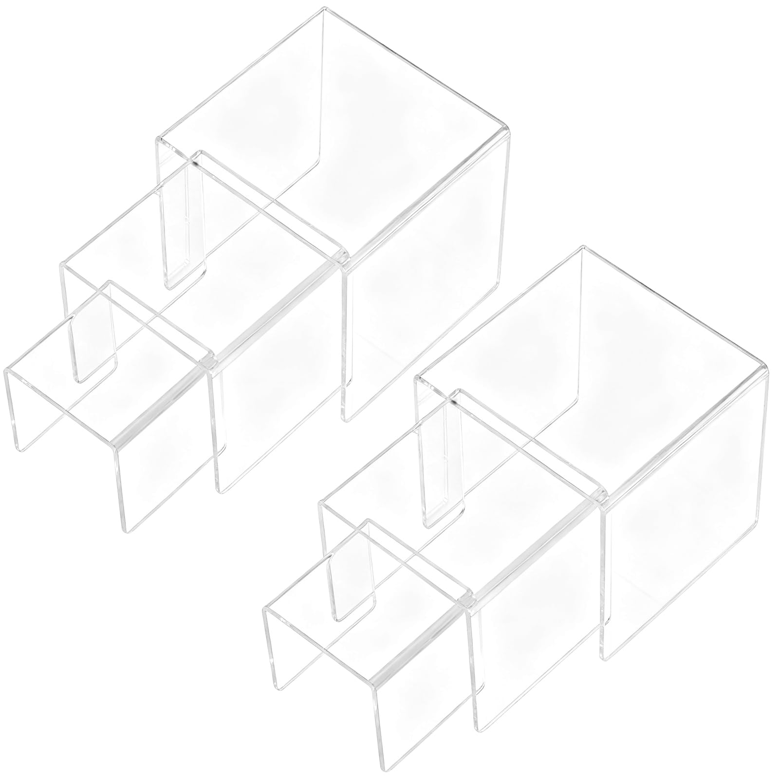 Chuangdi 2 Sets Acrylic Display Risers, Figure Stand, Clear, Medium Set