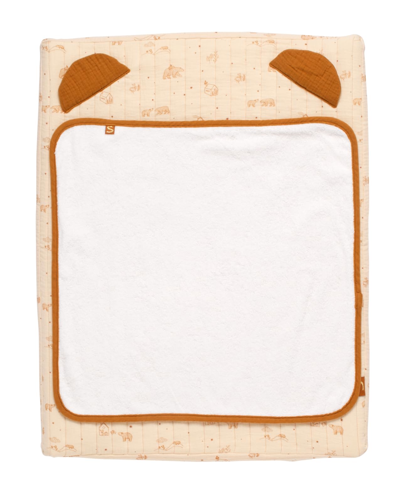 Sauthon - Materassino fasciatoio + asciugamano in spugna Orsino, 100% cotone, lavabile in lavatrice, ideale come regalo per la nascita, 68 x 52 cm