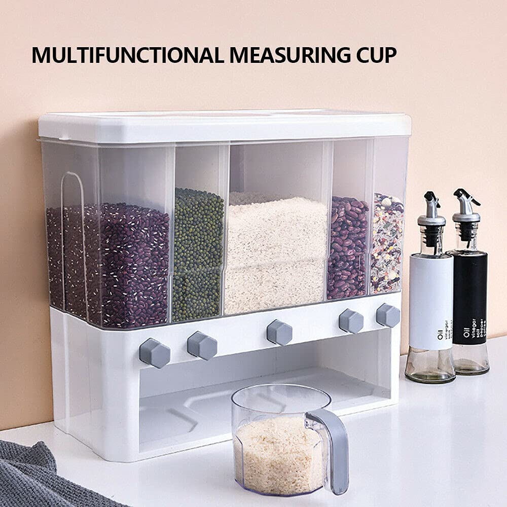 Futchoy Boîte de rangement hermétique à 5 compartiments avec couvercle et verre doseur pour la cuisine