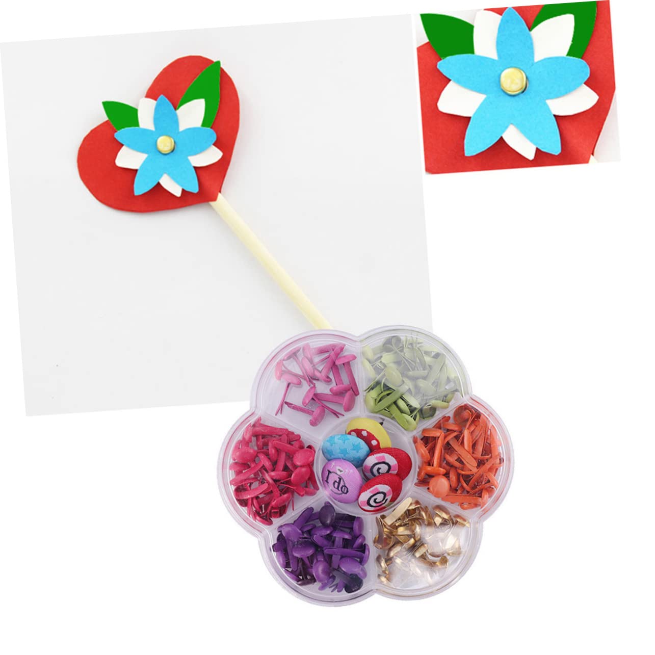 SHINEOFI 2 Ensembles Clous en Métal en Forme De Champignon pour Scrapbooking Attaches Loisirs Créatifs pour Enfants Attaches Colorées Petites Attaches 2 boîtes*2