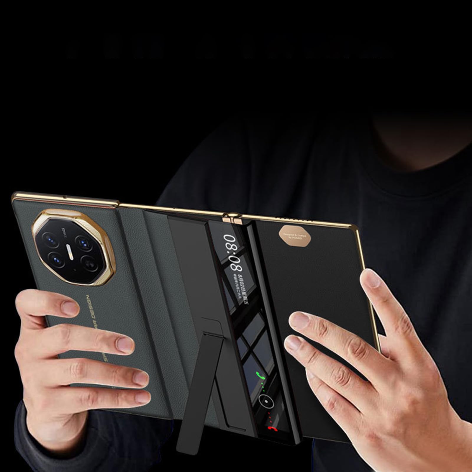 Czerwone, Mate XT, etui z klapką do Huawei Mate XT, ochrona okienna, luksusowy pokrowiec biznesowy z podpórką, matowa skóra, etui odporne na wstrząsy